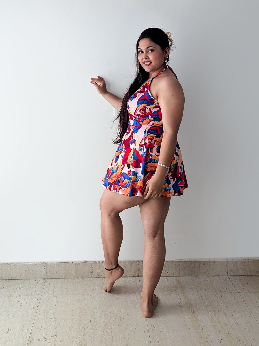 Cheekee Women's Fit & Flare Multicolor Dress – Playful & Chic