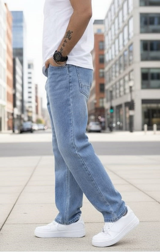 Light Blue High-Rise Straight Jeans