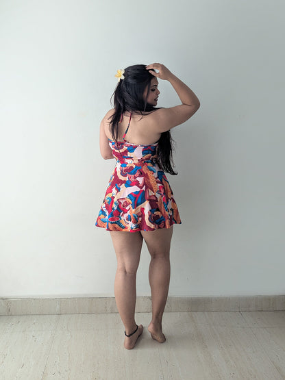 Cheekee Women's Fit & Flare Multicolor Dress – Playful & Chic