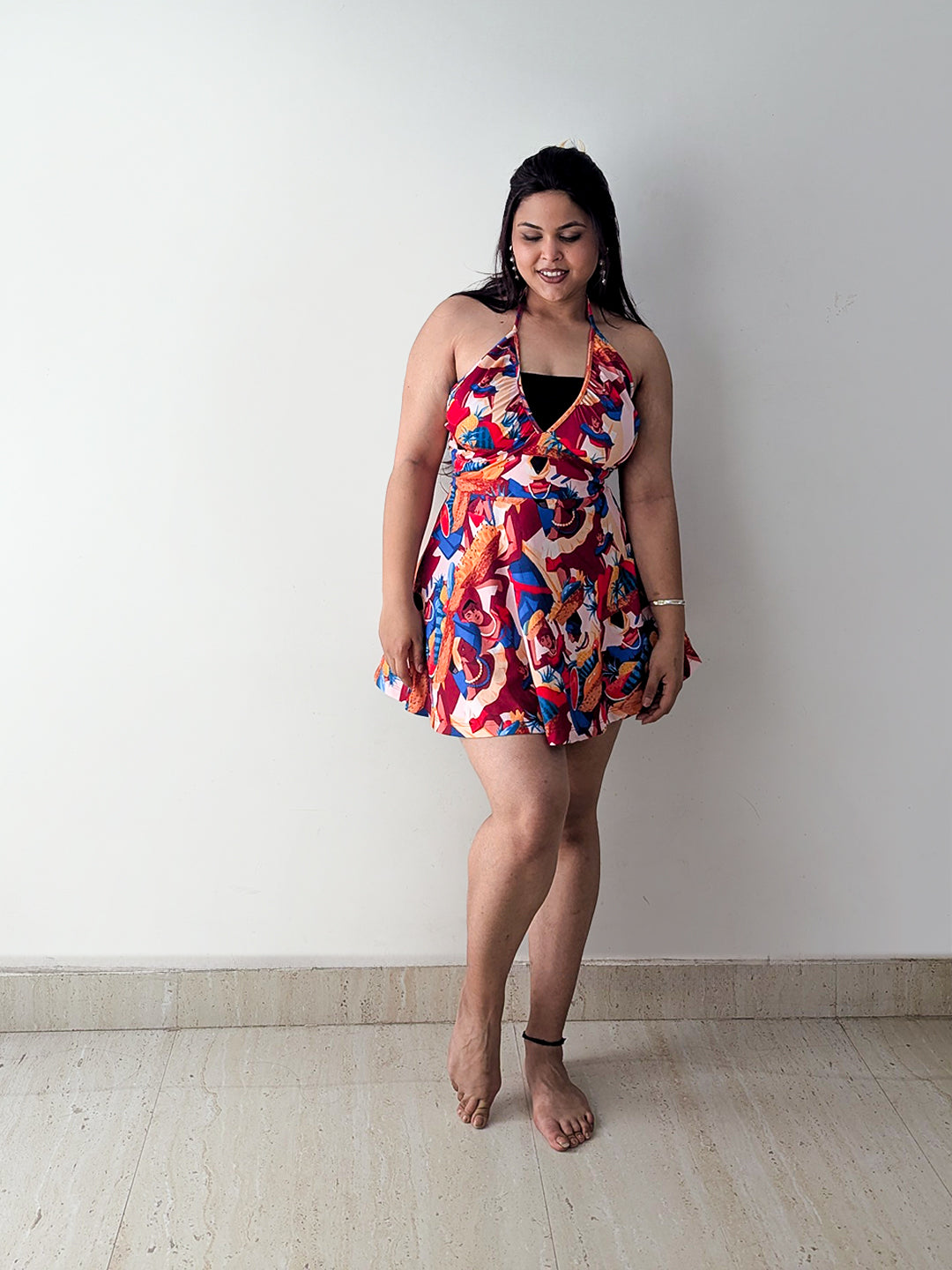 Cheekee Women's Fit & Flare Multicolor Dress – Playful & Chic