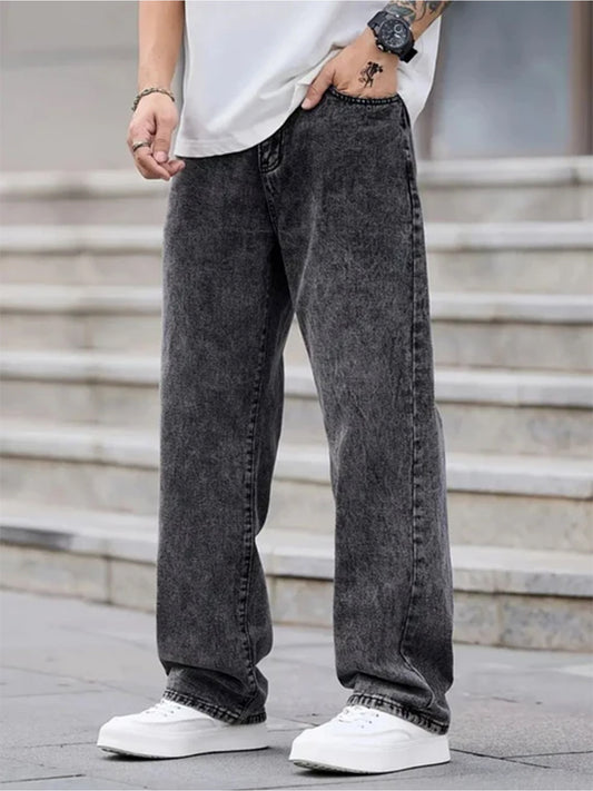 Men's Vintage Black Straight-Leg Jeans