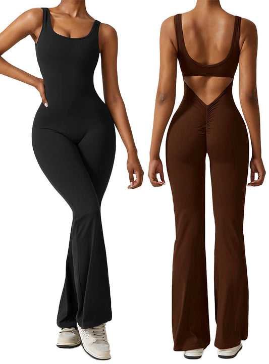 Cheekee V-Back Flared Jumpsuit (Pack of 2)