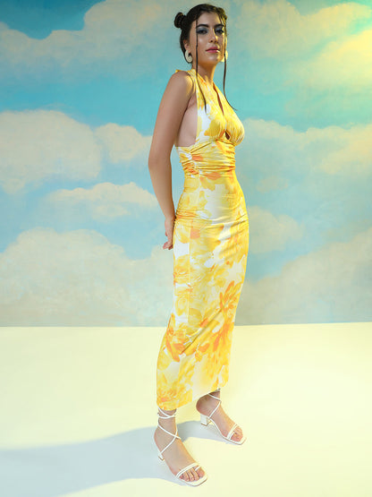 Cheekee Sunlit Bloom Halter Dress ☀️🌼