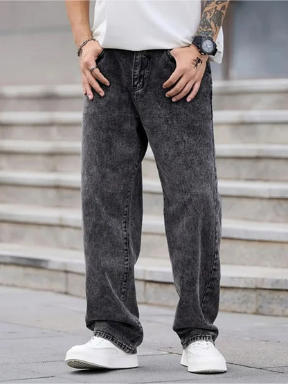 Men's Vintage Black Straight-Leg Jeans