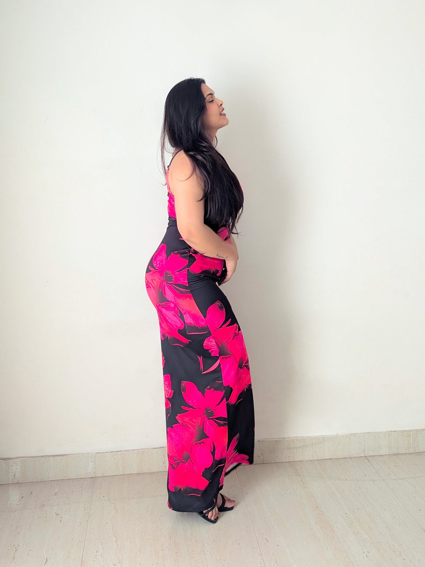 Cheekee's Flowery black bodycon dress
