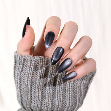 Smoky Charcoal Cat-Eye Press-On Nails
