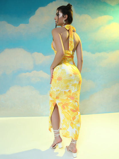 Cheekee Sunlit Bloom Halter Dress ☀️🌼