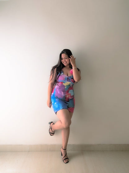 Cheekee Bloom Halter Bodycon Dress 🌸🌈
