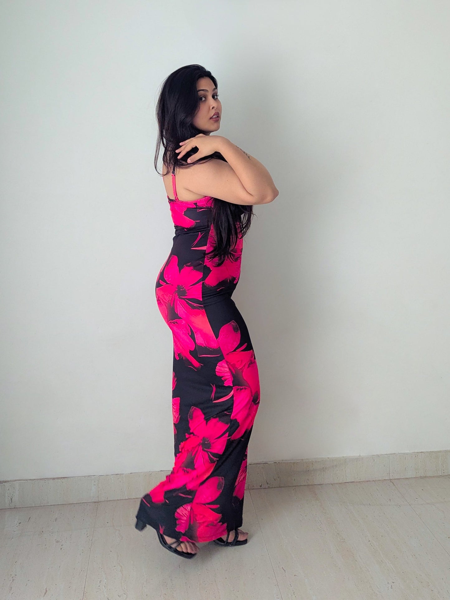 Cheekee's Flowery black bodycon dress