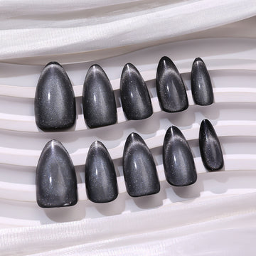 Smoky Charcoal Cat-Eye Press-On Nails