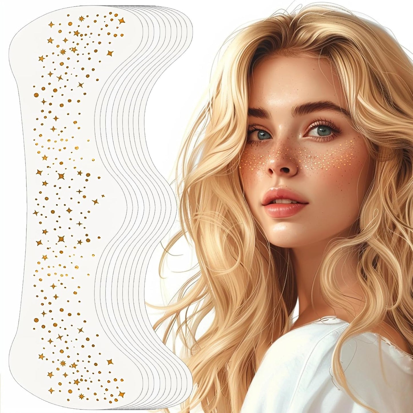 Cheekee Glitter Freckles | Gold Sparkle Face Tattoo Patch (1 Pc)