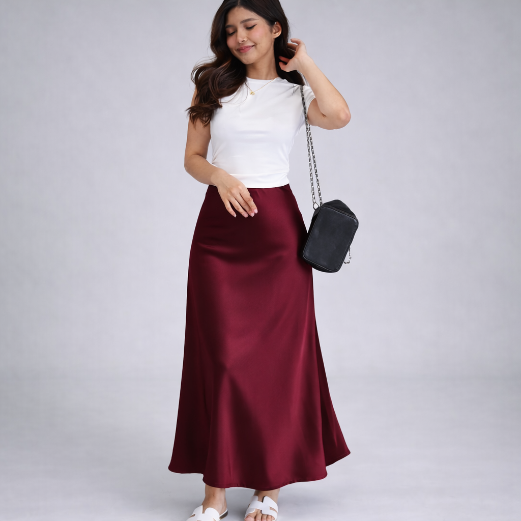 Cheekee Premium Satin Maxi Skirt