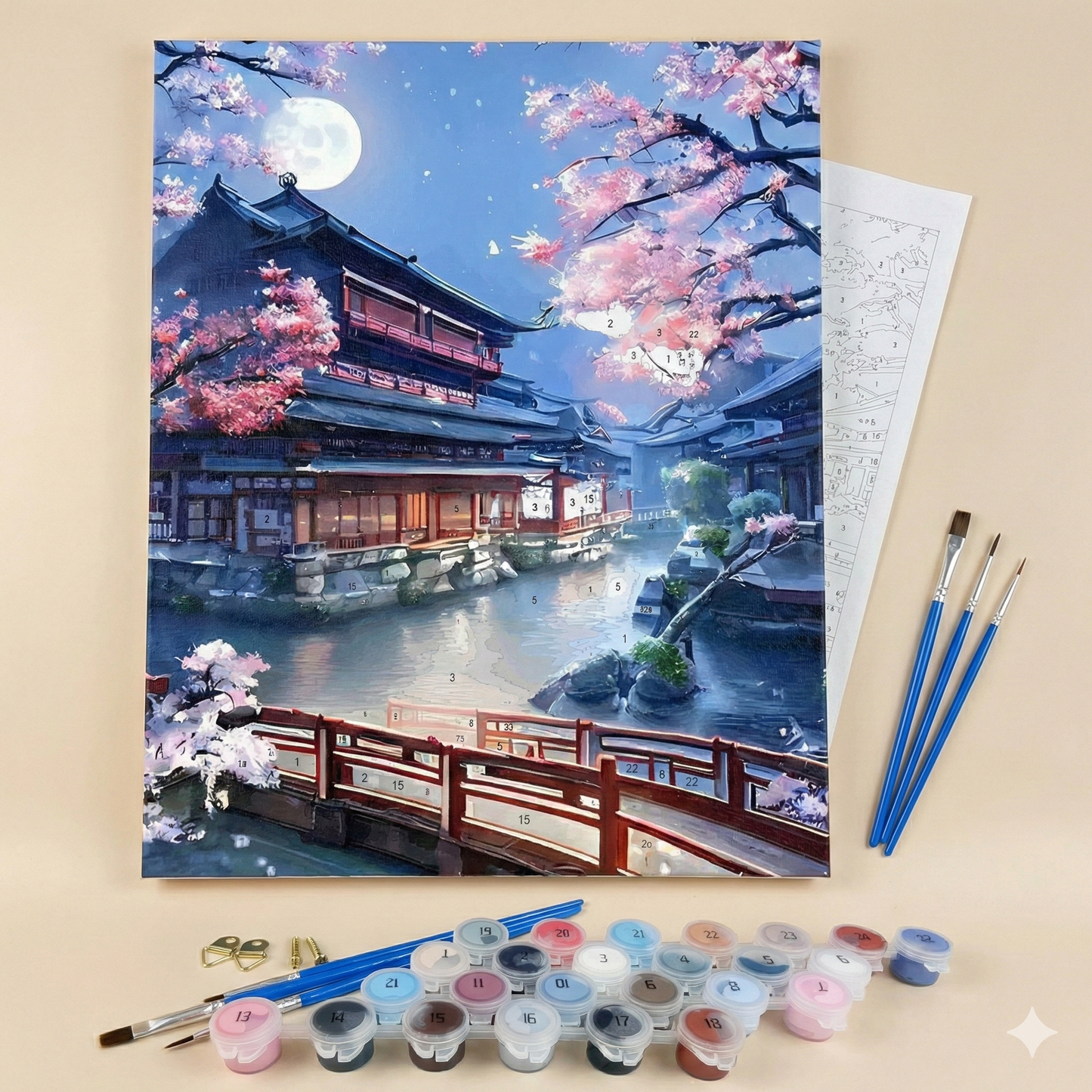 Moonlit Sakura – Paint by Numbers Kit