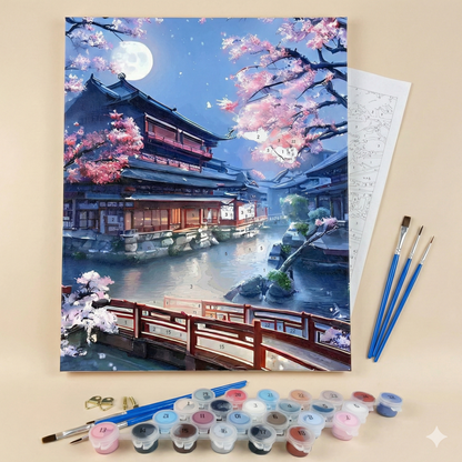 Moonlit Sakura – Paint by Numbers Kit