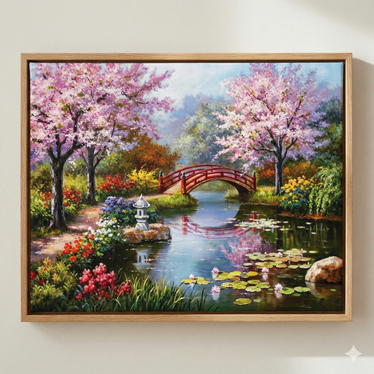 Japanese Cherry Blossom Bridge – Paint by Numbers Kit