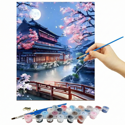 Moonlit Sakura – Paint by Numbers Kit