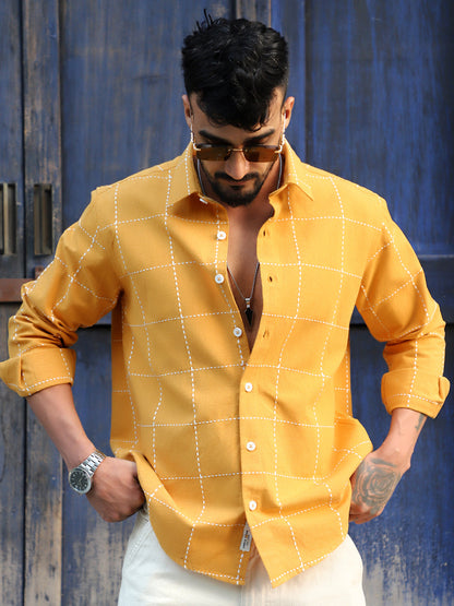 Skywave Mustard Check Full Sleeve Shirt