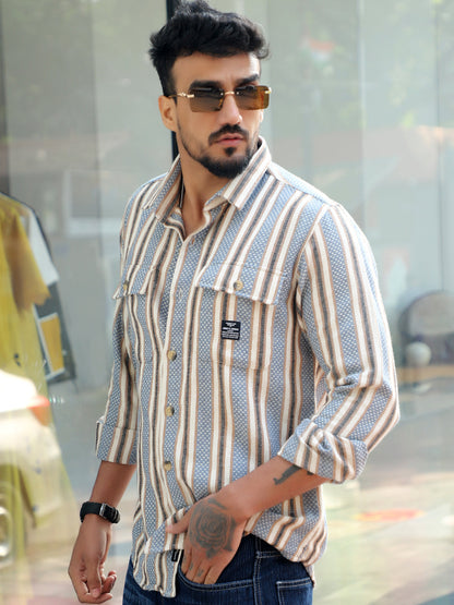 Santorini Blue Stripe Full Sleeve Shirt