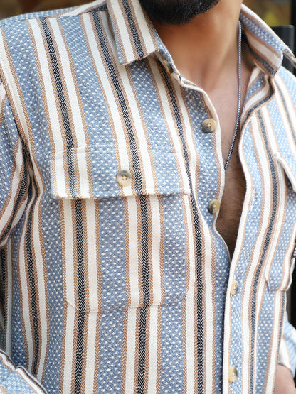 Santorini Blue Stripe Full Sleeve Shirt