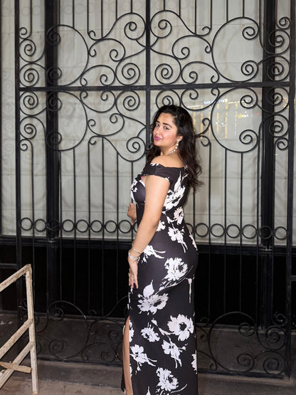 Cheekee Midnight Bloom One-Shoulder Maxi Dress