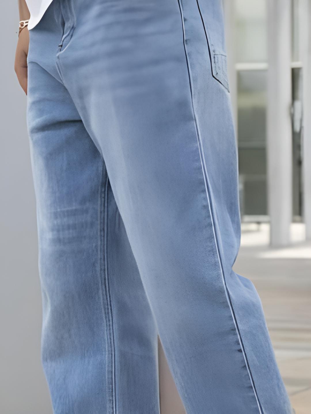 Light Blue High-Rise Straight Jeans