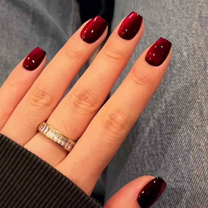 Ruby Red Stick on Nails for Women