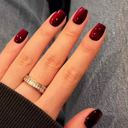 Ruby Red Stick on Nails for Women
