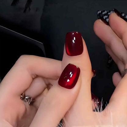 Ruby Red Stick on Nails for Women