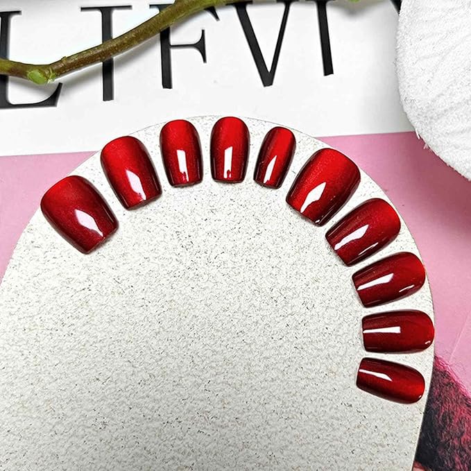 Ruby Red Stick on Nails for Women