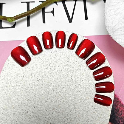 Ruby Red Stick on Nails for Women