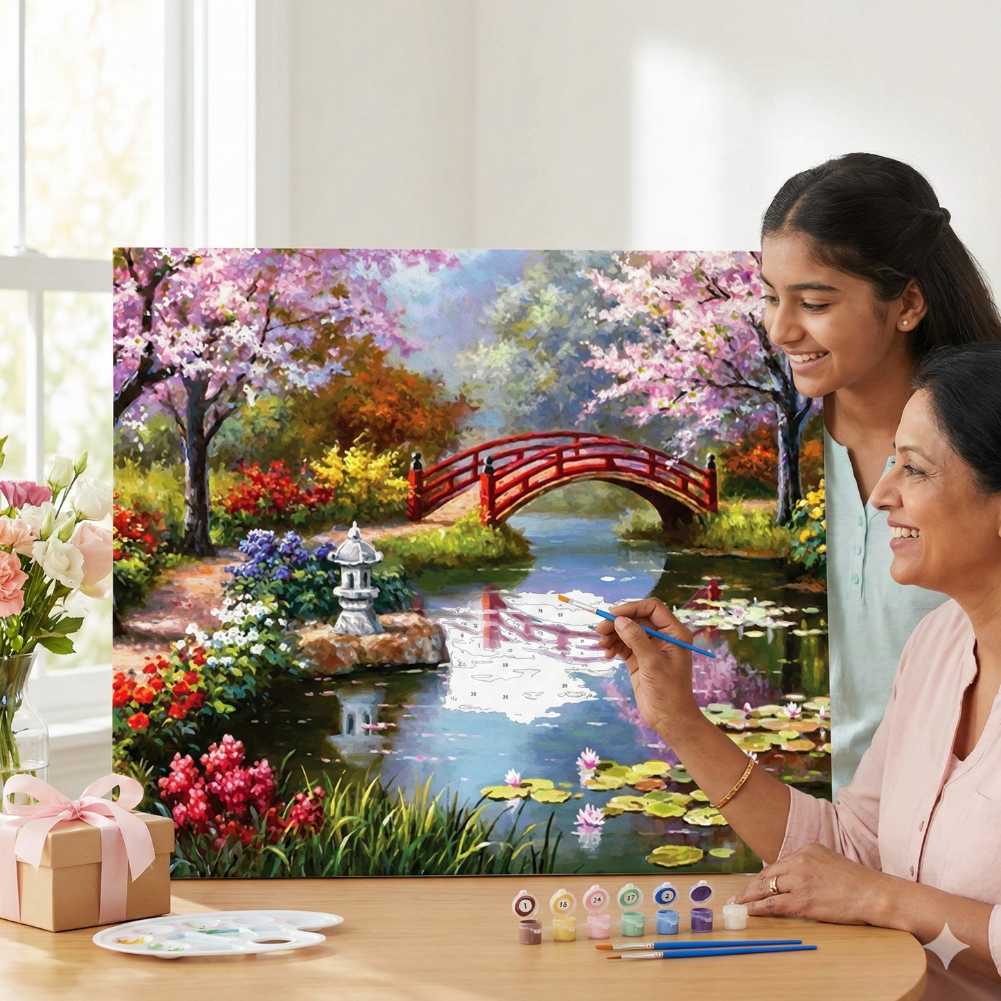 Japanese Cherry Blossom Bridge – Paint by Numbers Kit